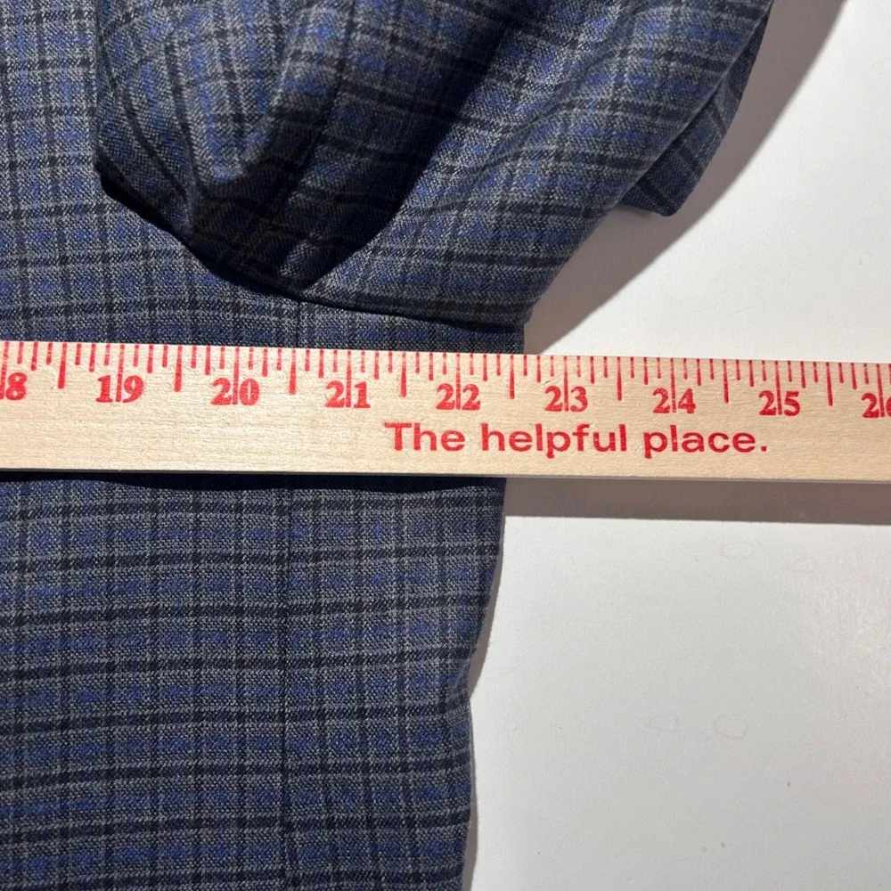 Hart Schaffner Marx 44R Sport Coat Wool Blend Blue Plaid Two Button Double Vent